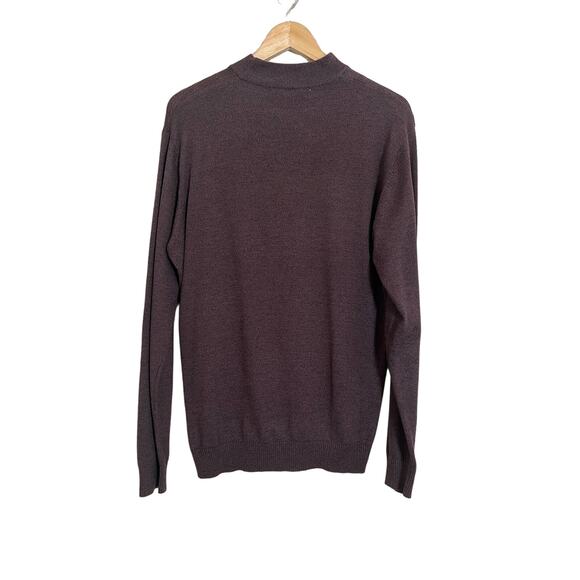 Perry Ellis Men's Brown Silk Blend Grid Knit Pullover Lightweight Sweater Medium - Picture 2 of 8